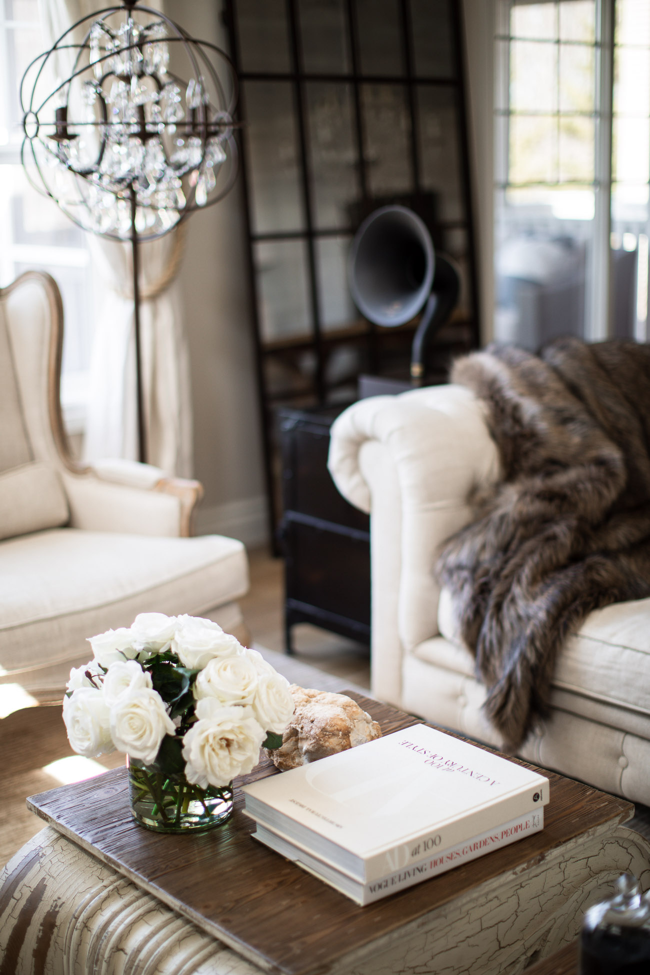 restoration hardware living room decor