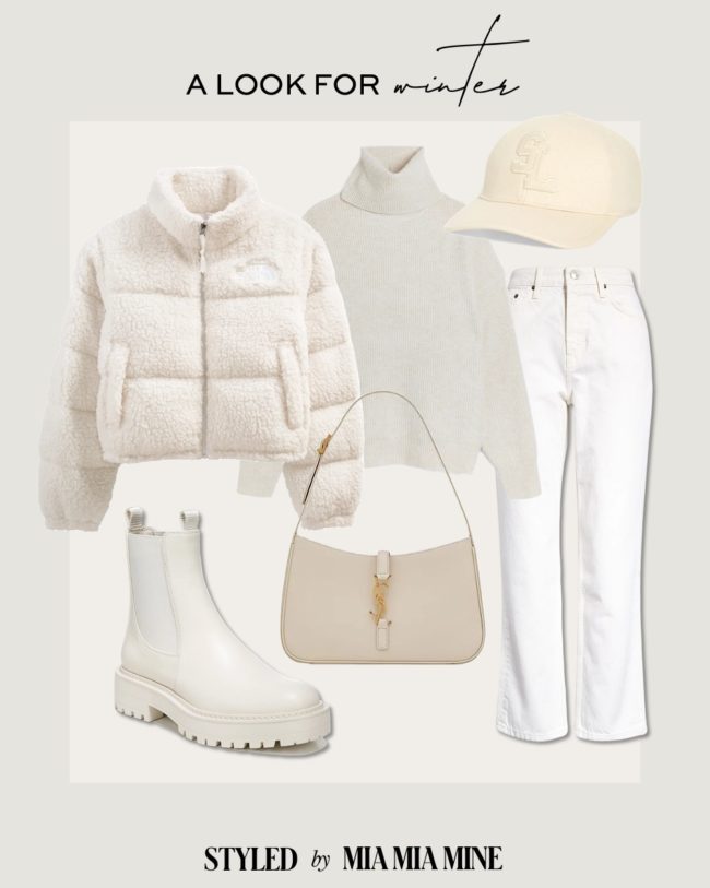 cropped puffer jacket outfit ideas